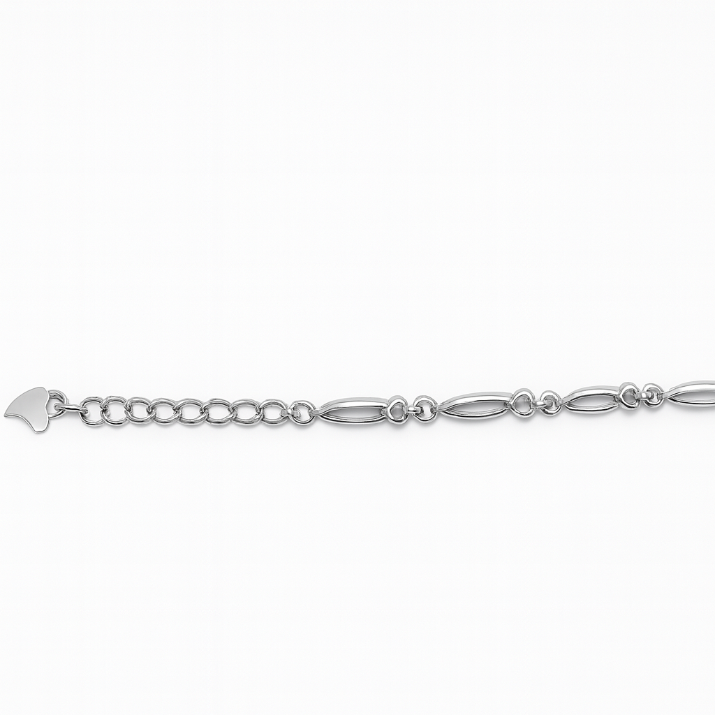 925 Sterling Silver Pretty Heart Bracelet