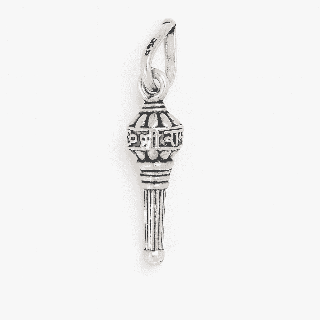 925 Sterling Silver Gada Pendant - Celestora - India - Shree Ram Engraving Gada - men, new - God Pendant