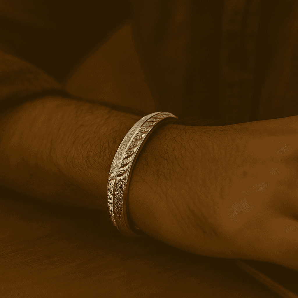 925 Sterling Silver Nature Curve Kada - Celestora - India - Half Curve - men, new - Cuff / Kada