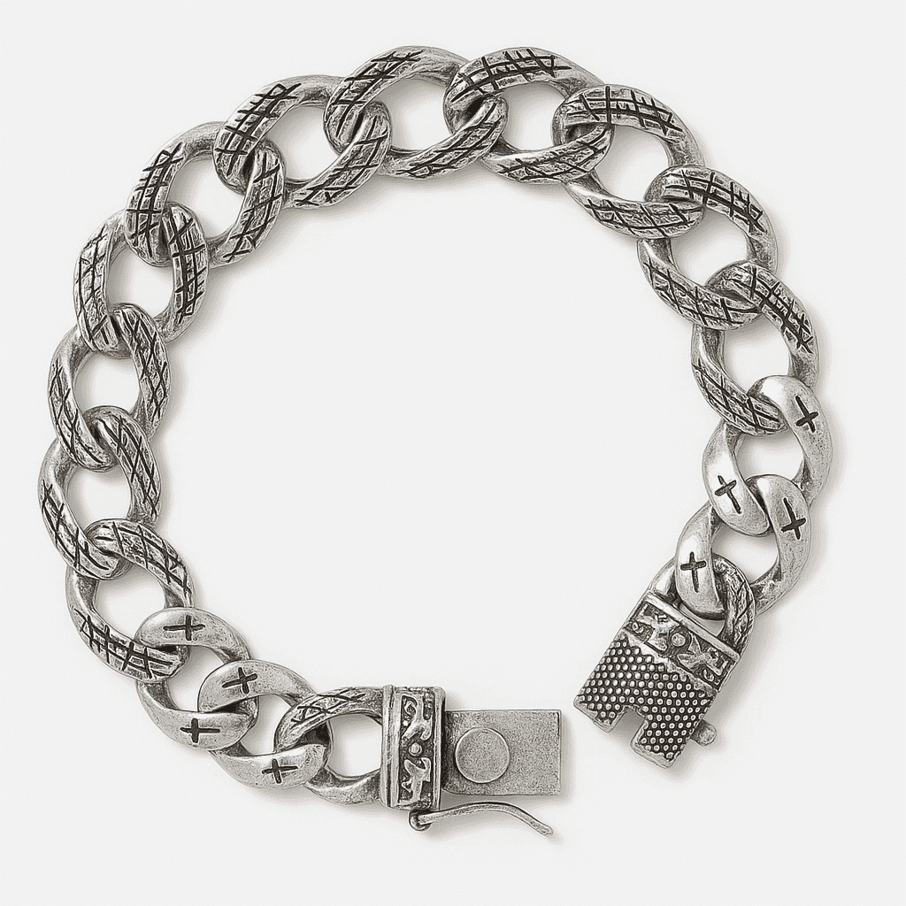The 925 Sterling Silver Cuban Bracelet - Celestora - India - Emperor - men - Bracelet