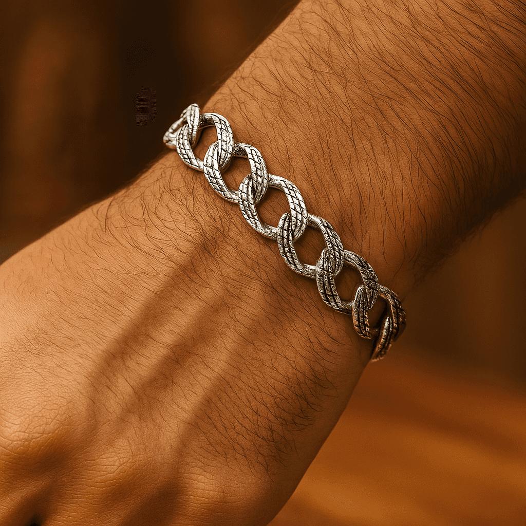 The 925 Sterling Silver Cuban Bracelet - Celestora - India - Victory - - Bracelet for Men, Boys, Gift for Men, Brother, Boyfriend, Husband