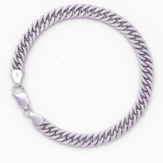 The 925 Silver Textured Cuban Bracelet