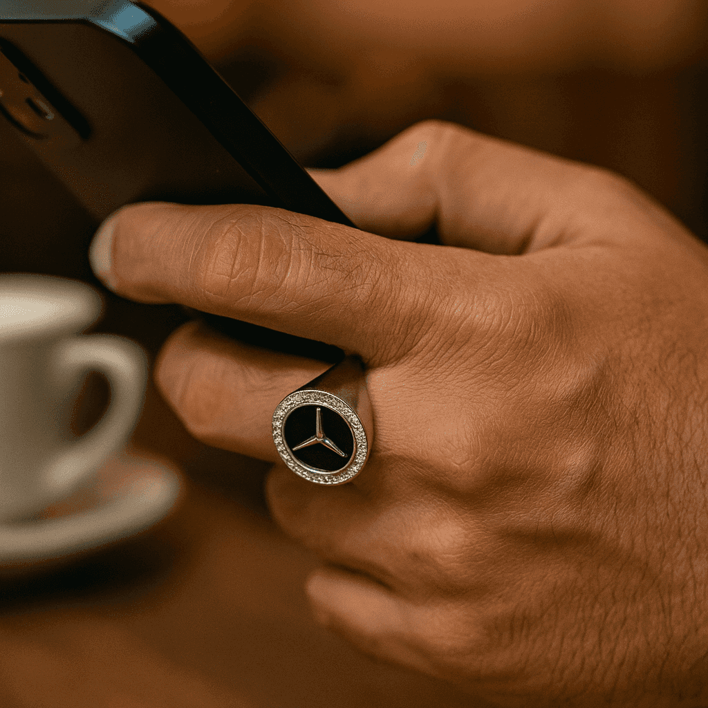 925 Sterling Silver Mercedes Inspired Luxury Ring - Celestora - India - - - Ring for Men, Boys, Gift for Men, Brother, Boyfriend, Husband