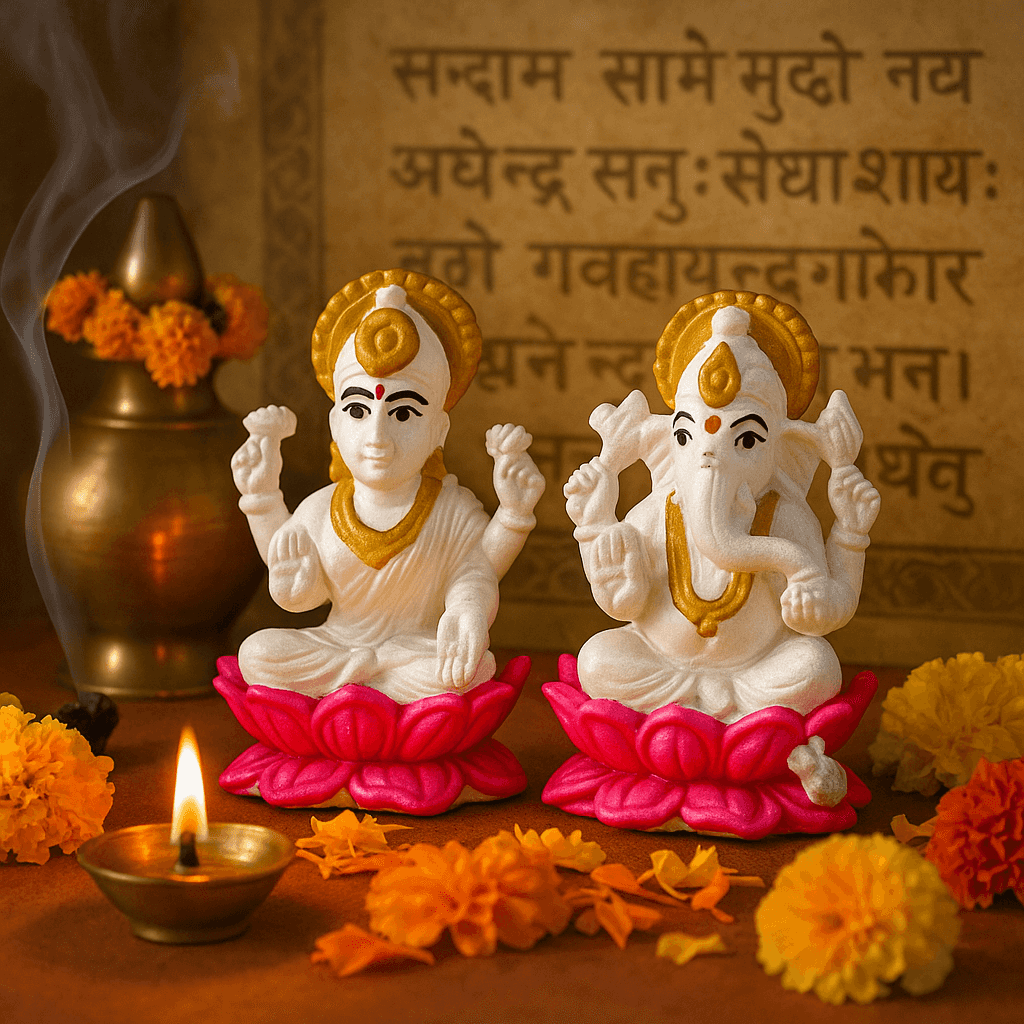 999 Fine Silver Ganesha Laxmi Murti (Pair) - Celestora - India - - - Home Decor for Men, Boys, Gift for Men, Brother, Boyfriend, Husband