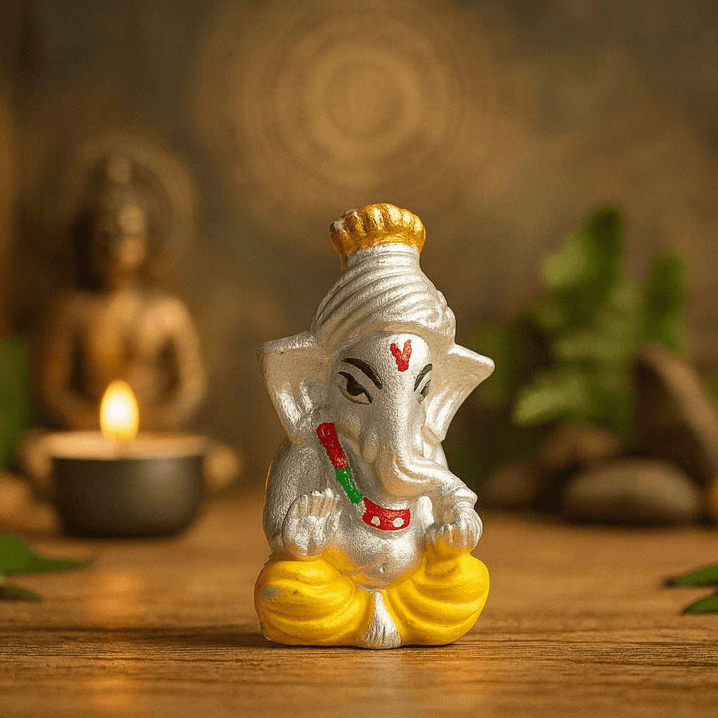 999 Fine Silver Ganesh Ji - Celestora - India - Only Ganesh Ji Murti - - Home Decor for Men, Boys, Gift for Men, Brother, Boyfriend, Husband