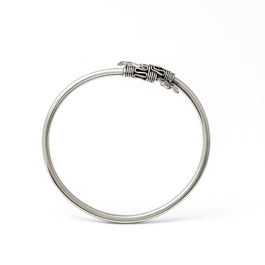 925 Sterling Silver Soft Floral-Loop Bangle
