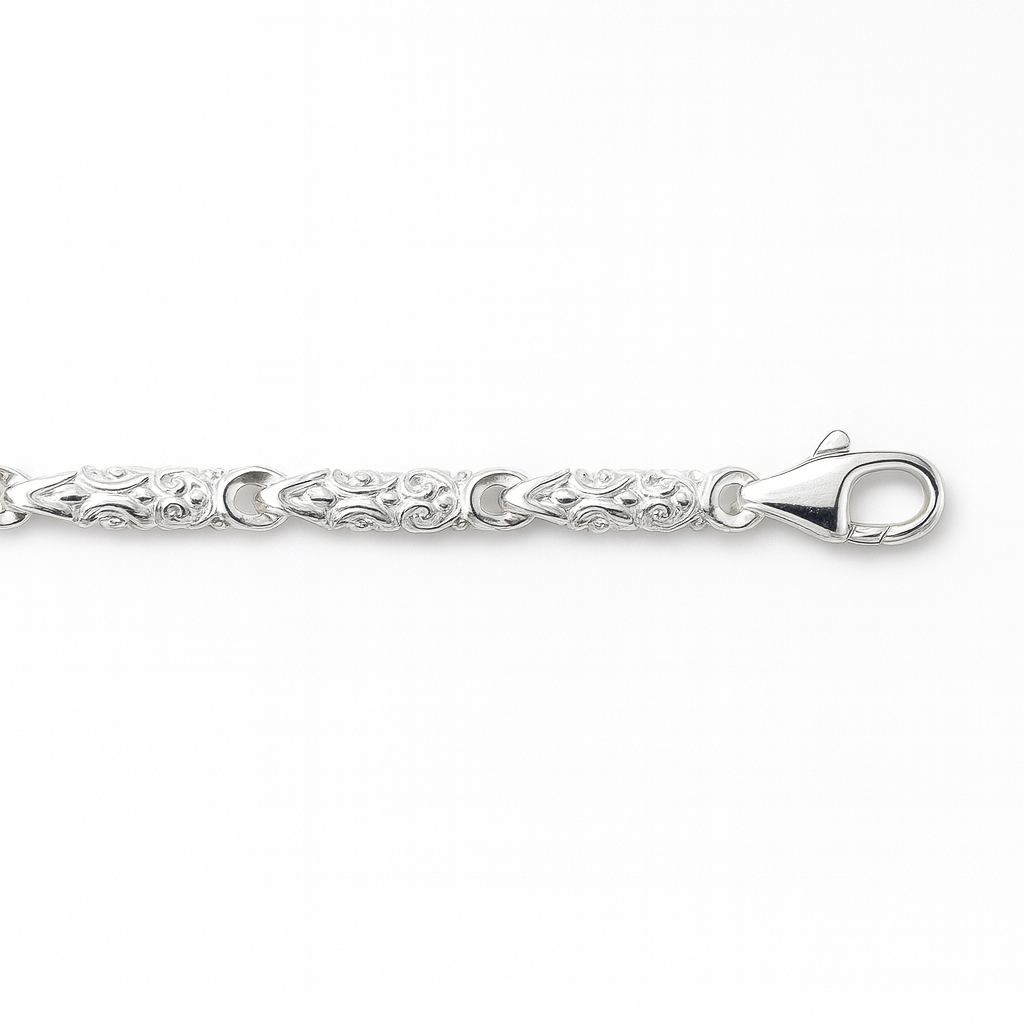 925 Sterling Silver Royal Hand-Carved Chain