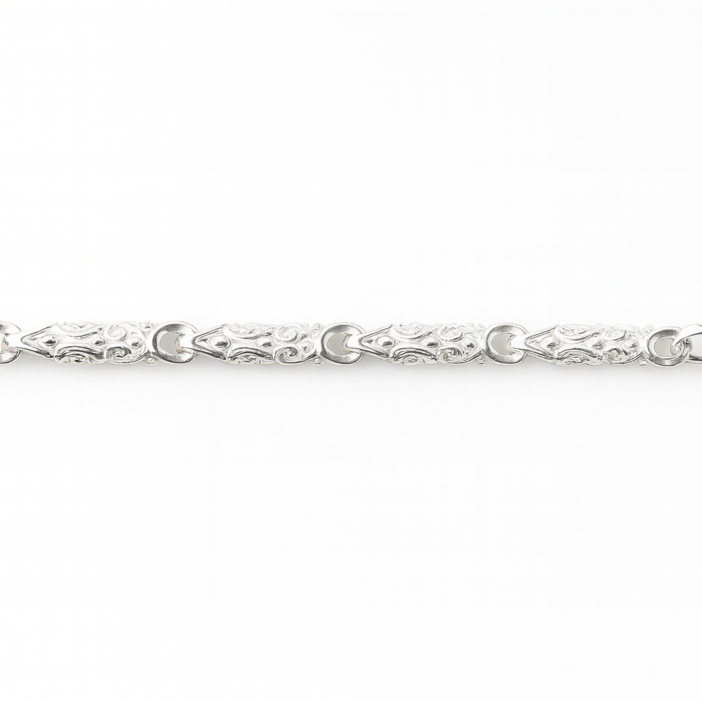 925 Sterling Silver Royal Hand-Carved Chain