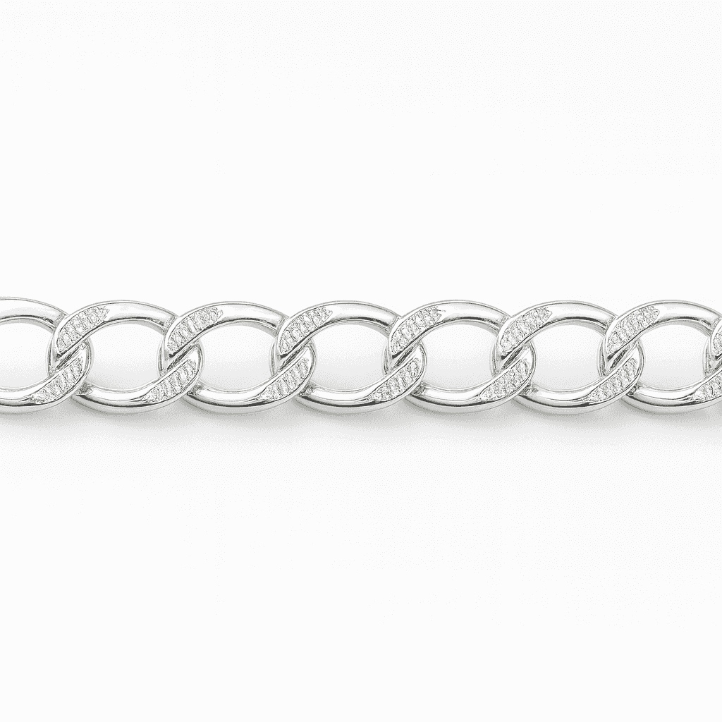 The 925 Silver Textured Cuban Bracelet - Celestora - India - - men - Bracelet