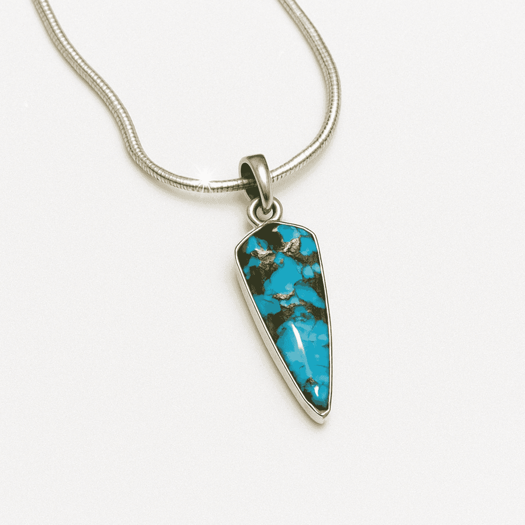 The 925 Sterling Silver Turqoise Pendant for Luck and Prosperity (Without Chain) - Celestora - India - - - Pendants
