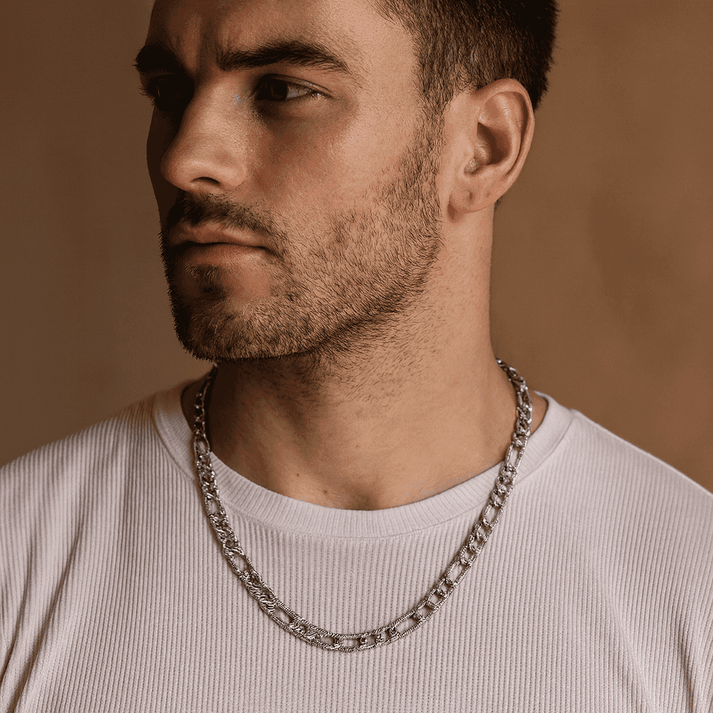 925 Sterling Silver Iced Out Figaro Casanova Chain - Celestora - India - - - Chains for Men, Boys, Gift for Men, Brother, Boyfriend, Husband