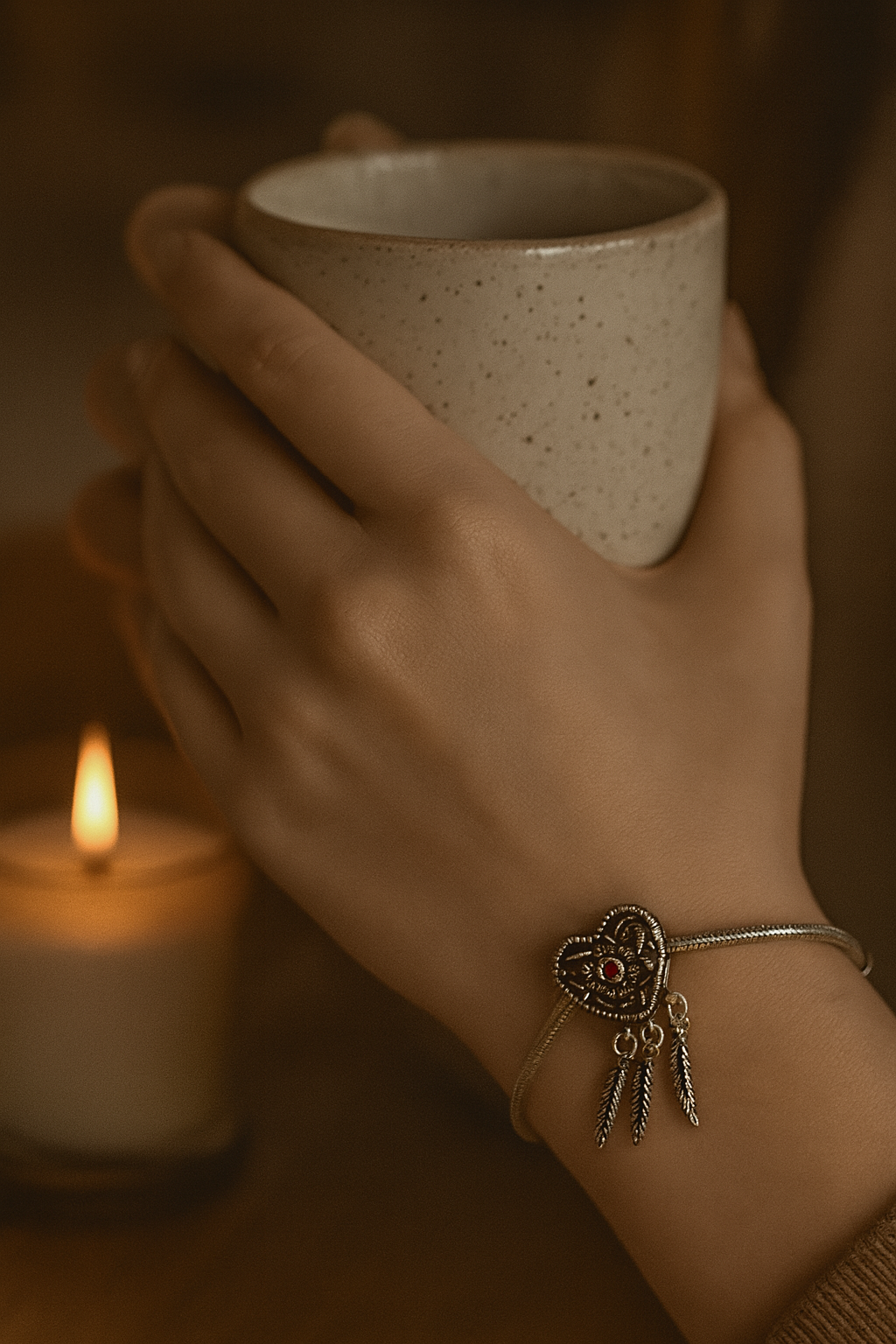 925 Sterling Silver Sweet Vintage-Heart Bracelet