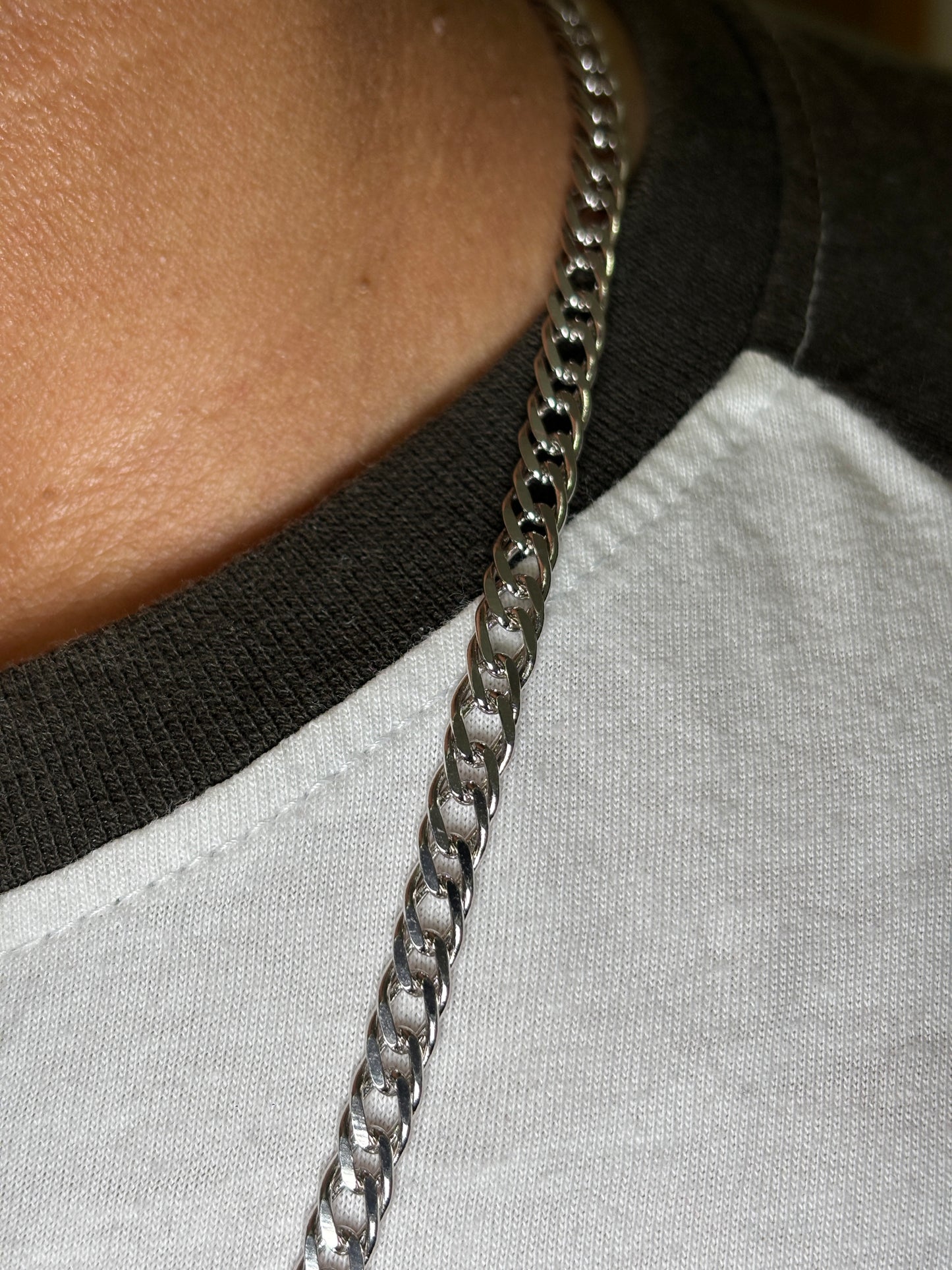 The 925  Sterling Silver Dual-Curb Cuban Chain