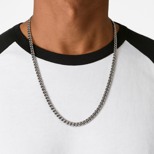 The 925  Sterling Silver Dual-Curb Cuban Chain