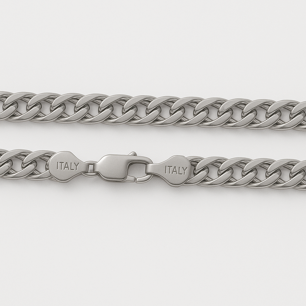 The 925  Sterling Silver Dual-Curb Cuban Chain