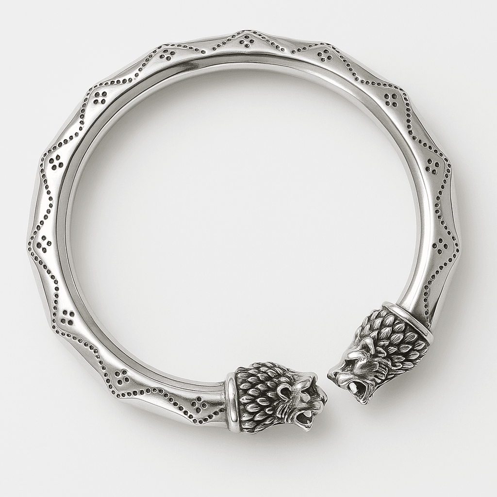 The 925 Sterling Silver Lion Cuff | Kada for Men - Celestora - India - - - Cuff / Kada for Men, Boys, Gift for Men, Brother, Boyfriend, Husband