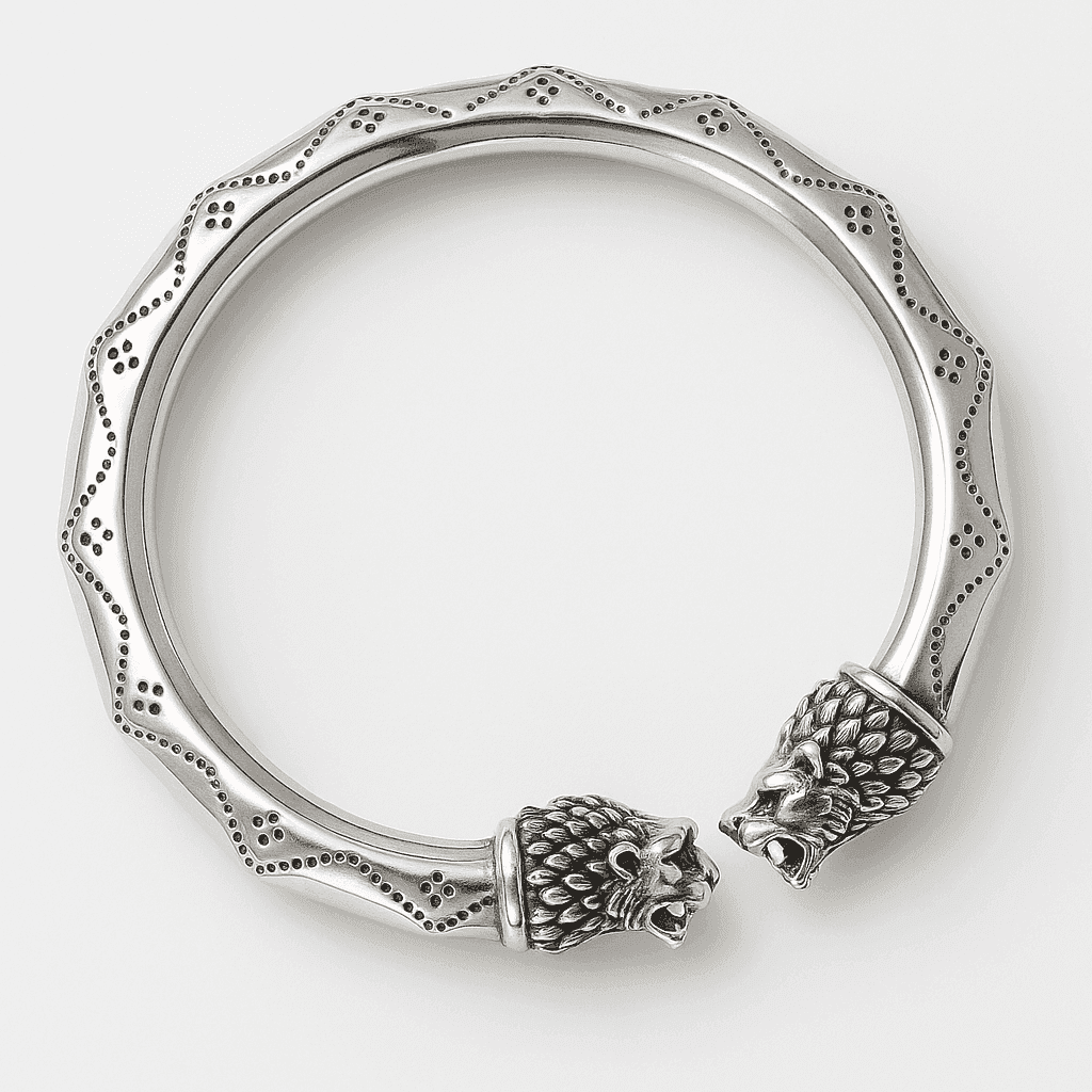 The 925 Sterling Silver Lion Cuff | Kada for Men - Celestora - India - Majestic - - Cuff / Kada for Men, Boys, Gift for Men, Brother, Boyfriend, Husband