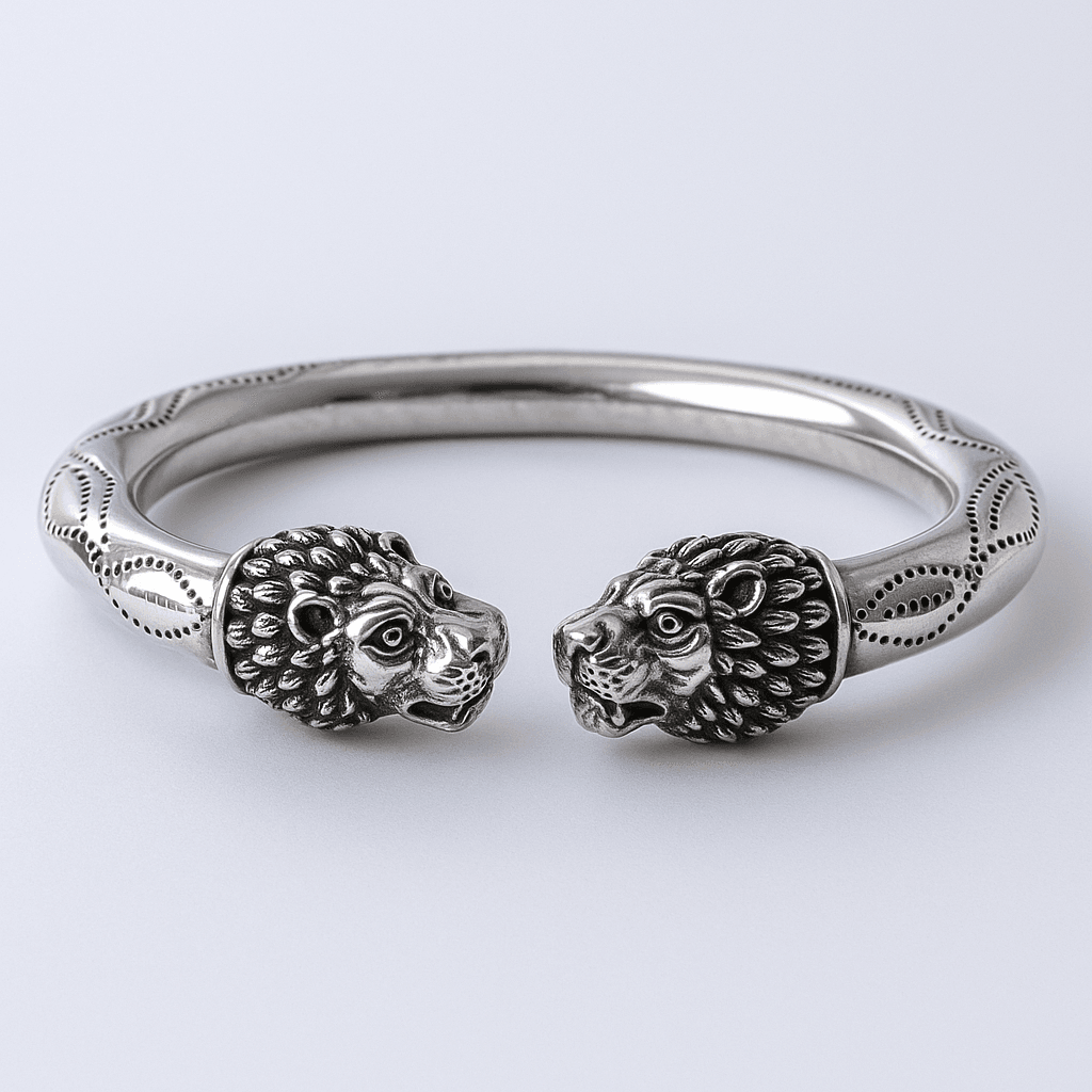 The 925 Sterling Silver Lion Cuff | Kada for Men - Celestora - India - - - Cuff / Kada for Men, Boys, Gift for Men, Brother, Boyfriend, Husband