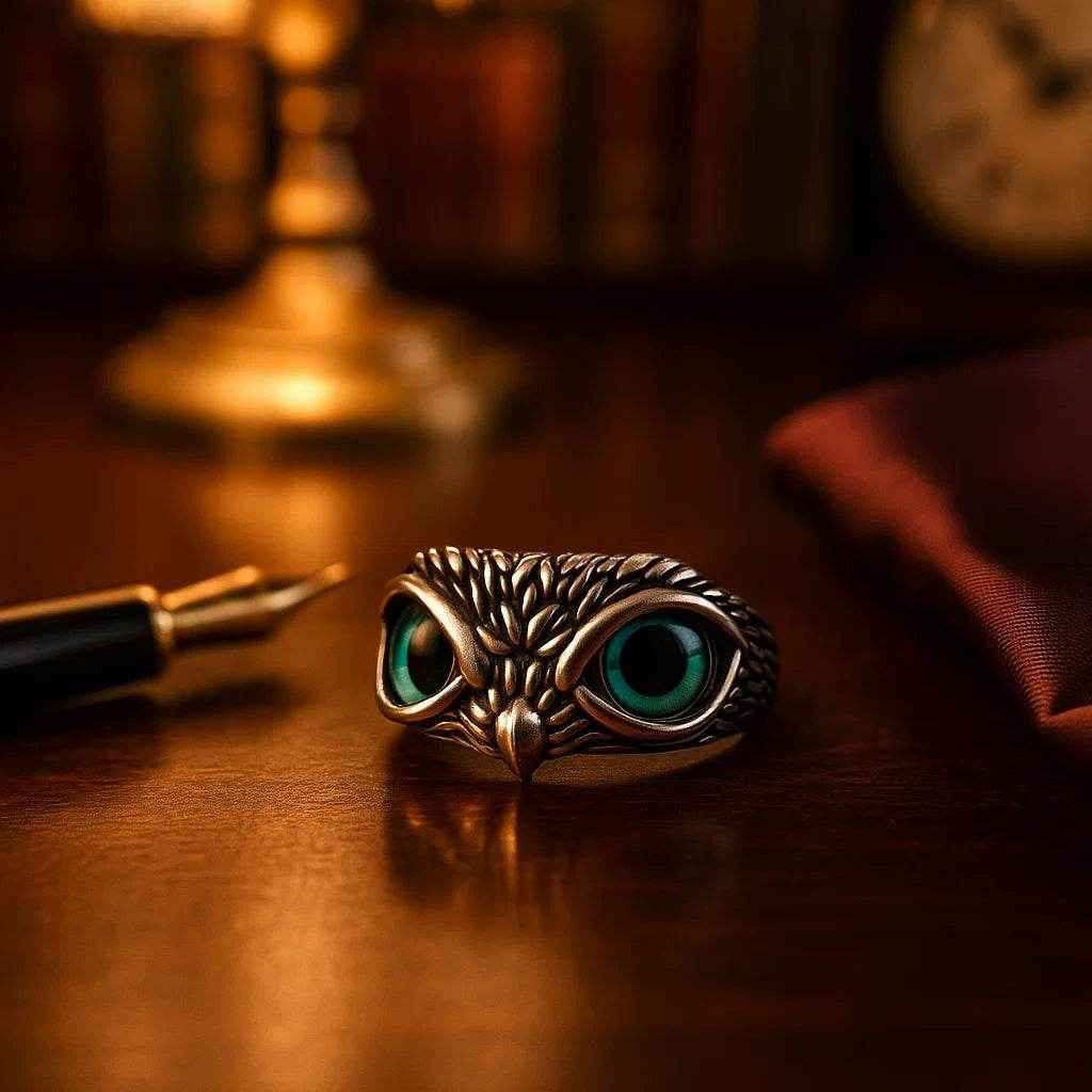 The 925 Sterling Silver Owl Evil Eye Ring | Adjustable - Celestora - India - Guardian / Adjustable - men - Ring