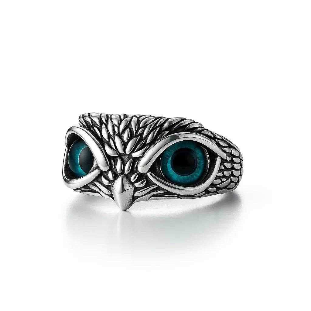 The 925 Sterling Silver Owl Evil Eye Ring | Adjustable - Celestora - India - Guardian / Adjustable - men - Ring