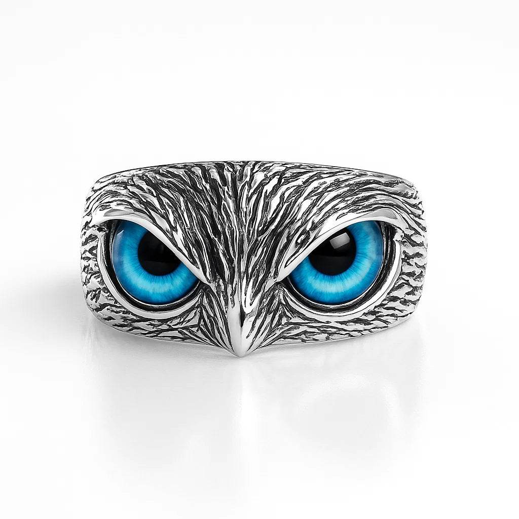 The 925 Sterling Silver Owl Evil Eye Ring | Adjustable - Celestora - India - - - Ring for Men, Boys, Gift for Men, Brother, Boyfriend, Husband