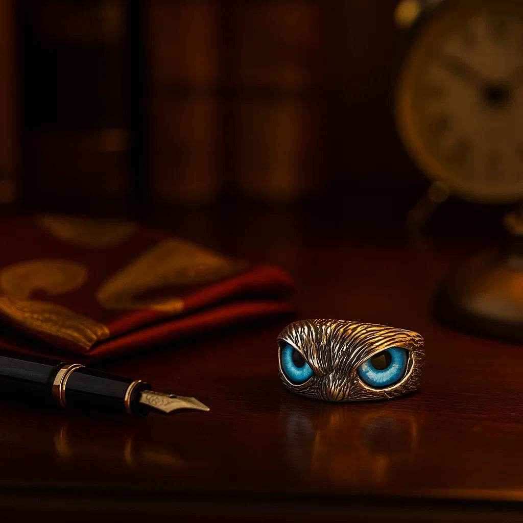 The 925 Sterling Silver Owl Evil Eye Ring | Adjustable - Celestora - India - Guardian / Adjustable - men - Ring