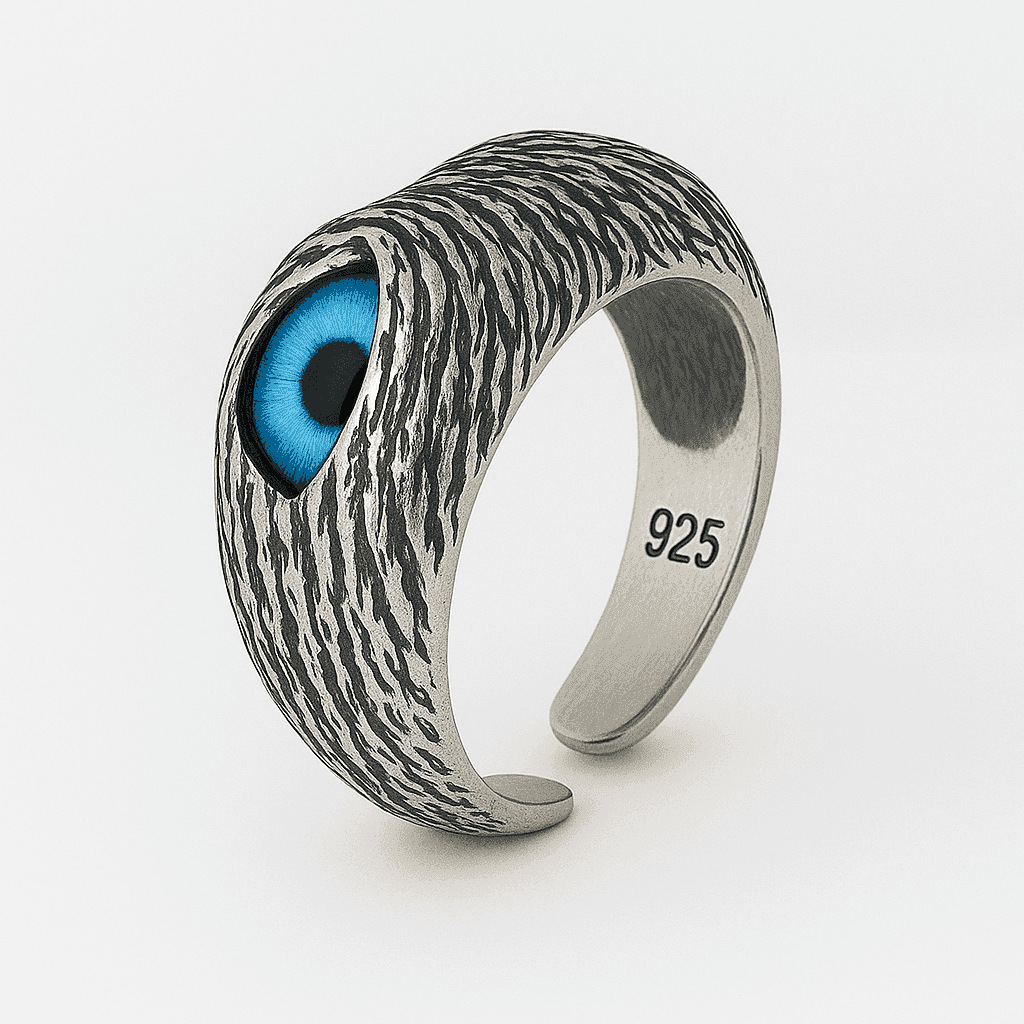 The 925 Sterling Silver Owl Evil Eye Ring | Adjustable - Celestora - India - Guardian / Adjustable - - Ring for Men, Boys, Gift for Men, Brother, Boyfriend, Husband