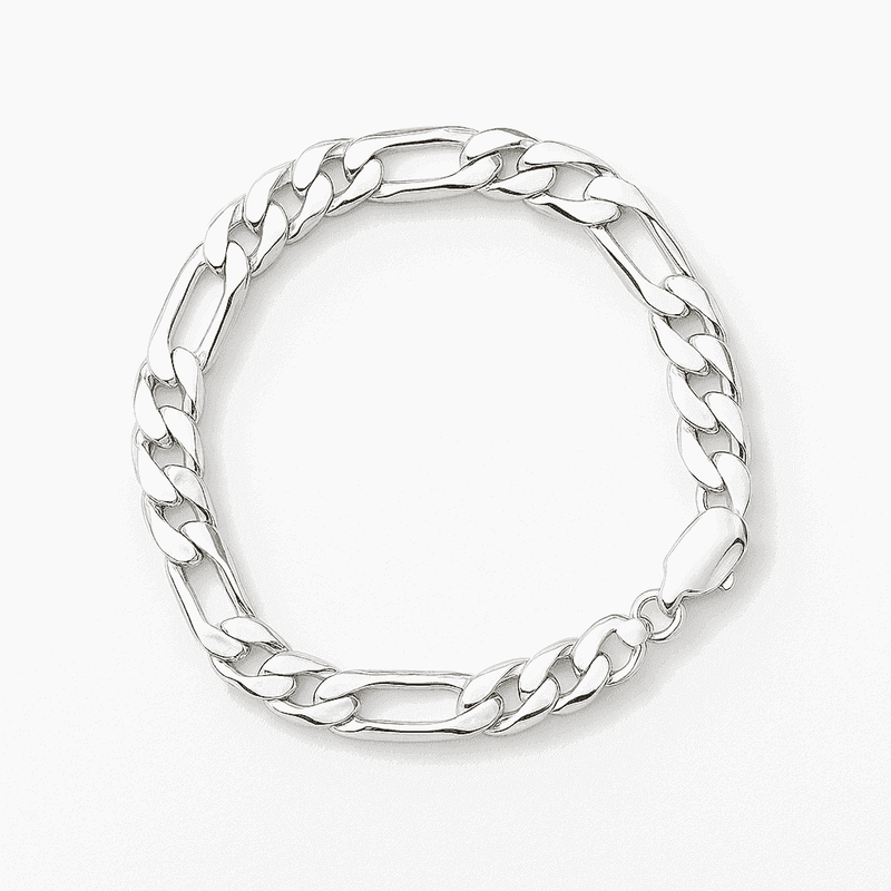 The 925 Sterling Silver Classic Figaro Bracelet - Celestora - India - 11.5 g / 5.5mm / 8.5 inches - men - Bracelet