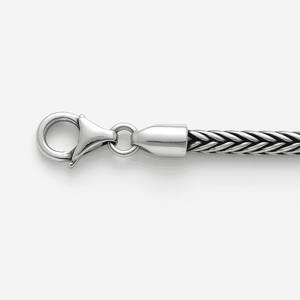 Oxidized 925 Sterling Silver Braided Chain Bracelet for Men
