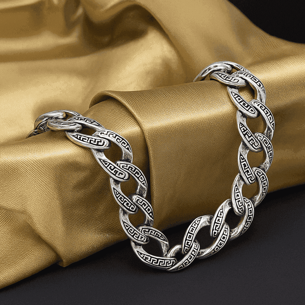 The 925 Sterling Silver Cuban Bracelet - Celestora - India - Victory - - Bracelet for Men, Boys, Gift for Men, Brother, Boyfriend, Husband