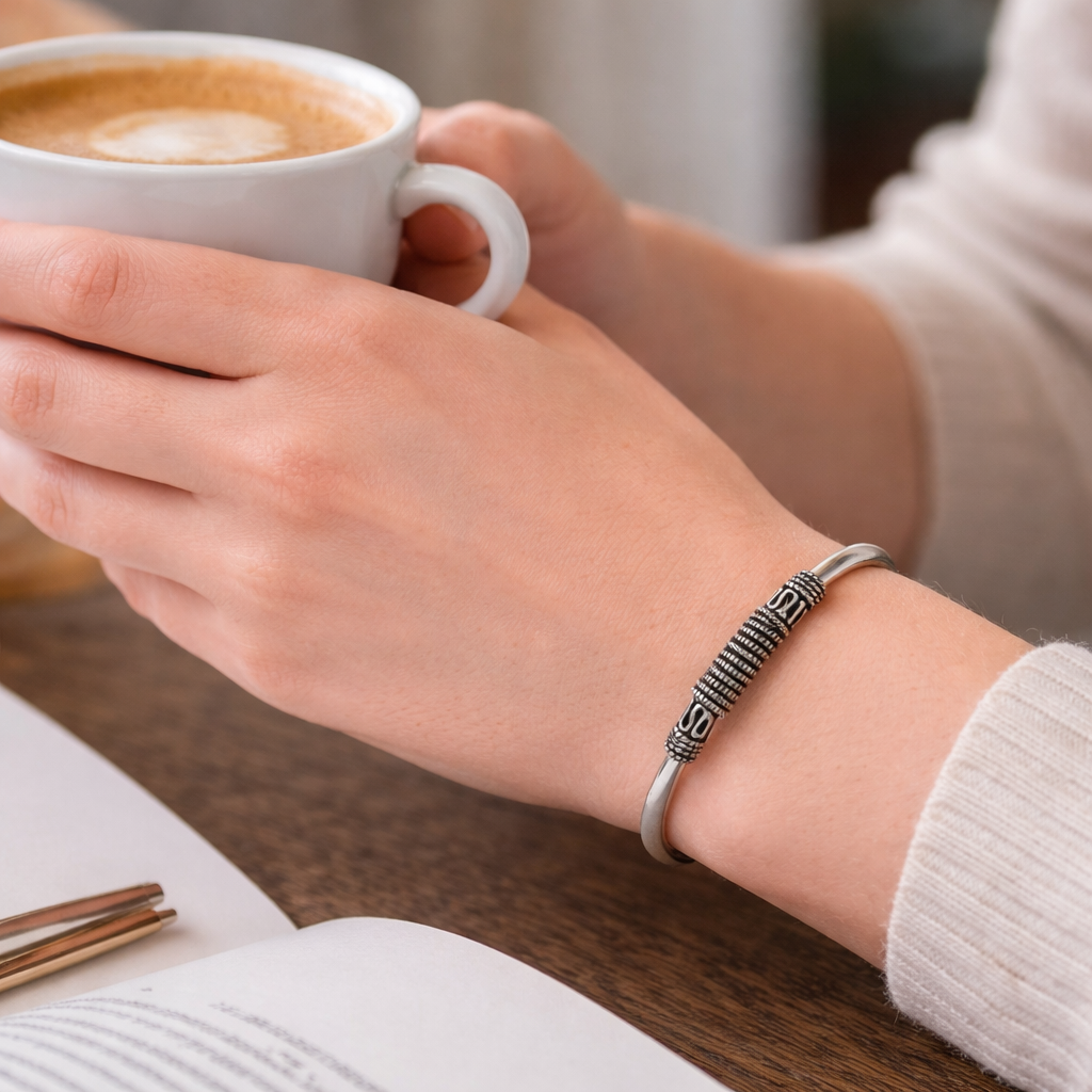 Handcrafted Intricate Silver Bangle