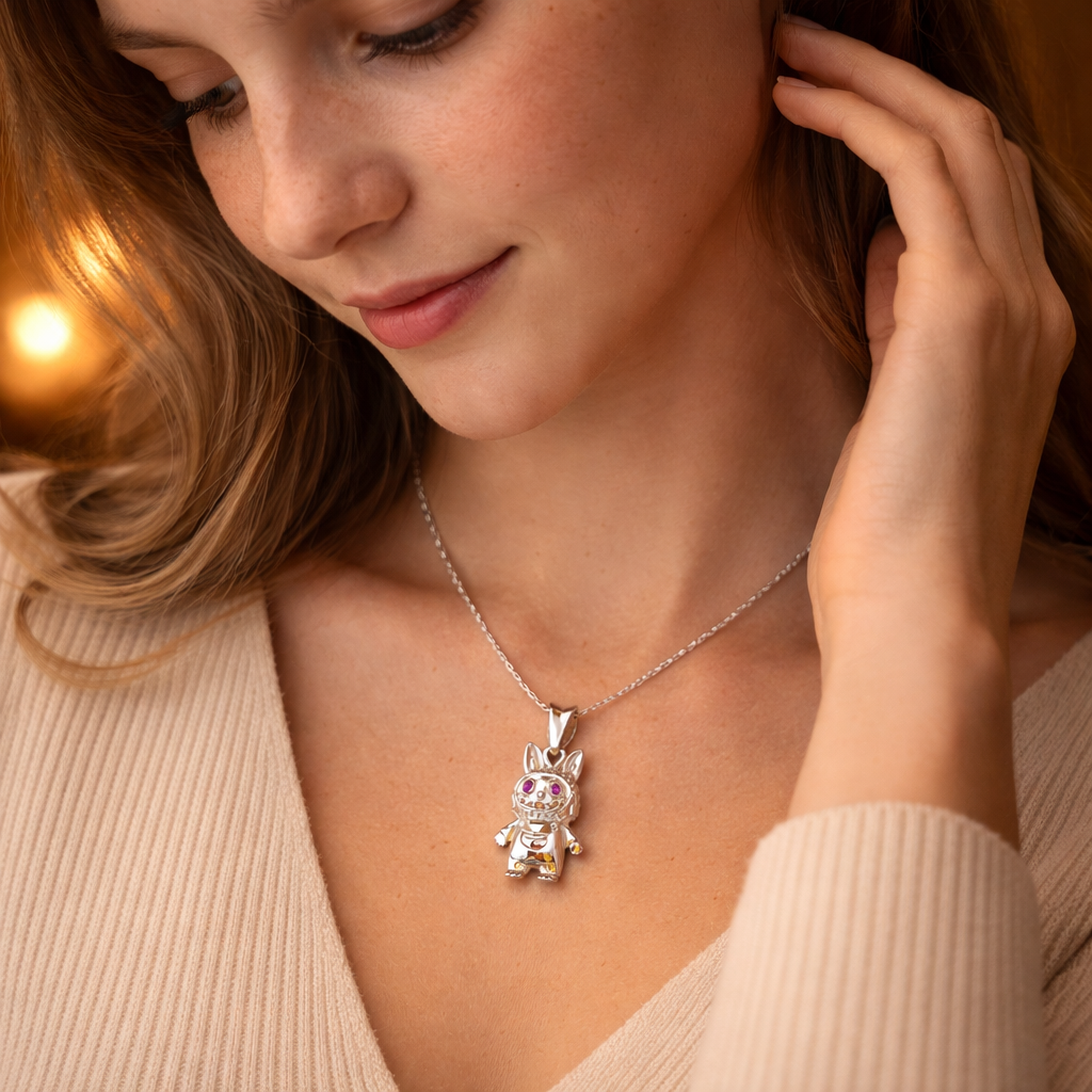 Celestora Adorable Animal Character Silver Pendant