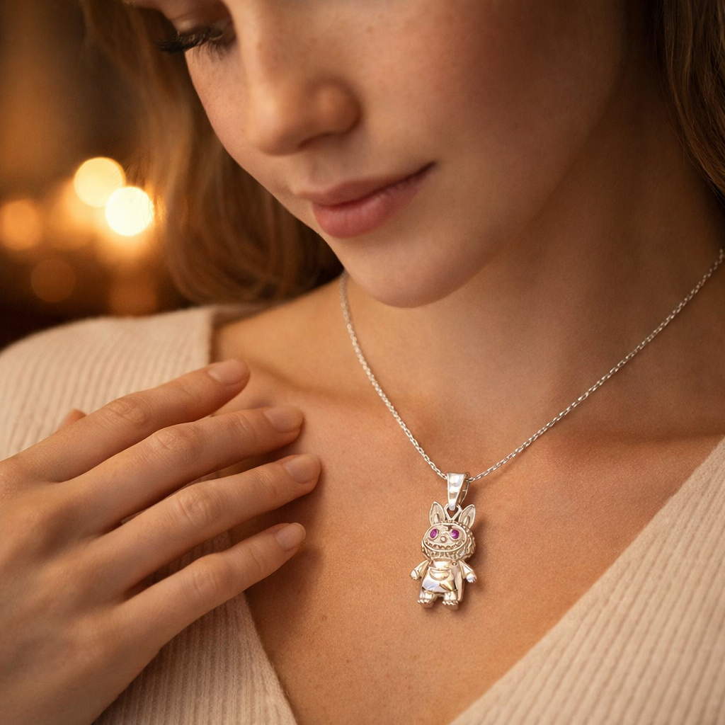 Labubu Charm Pendant with Necklace Set