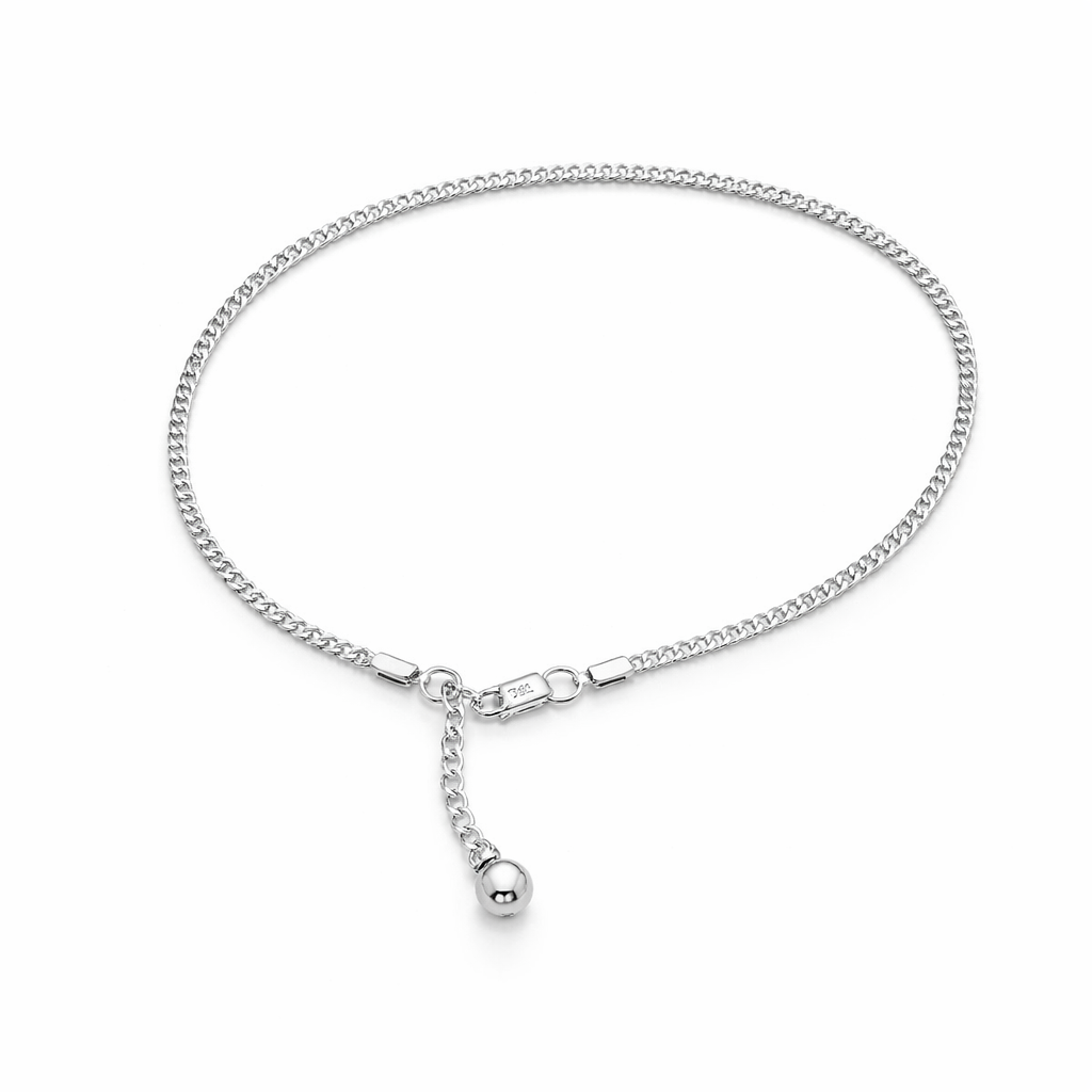 Minimalist Silver Curb Chain Anklet