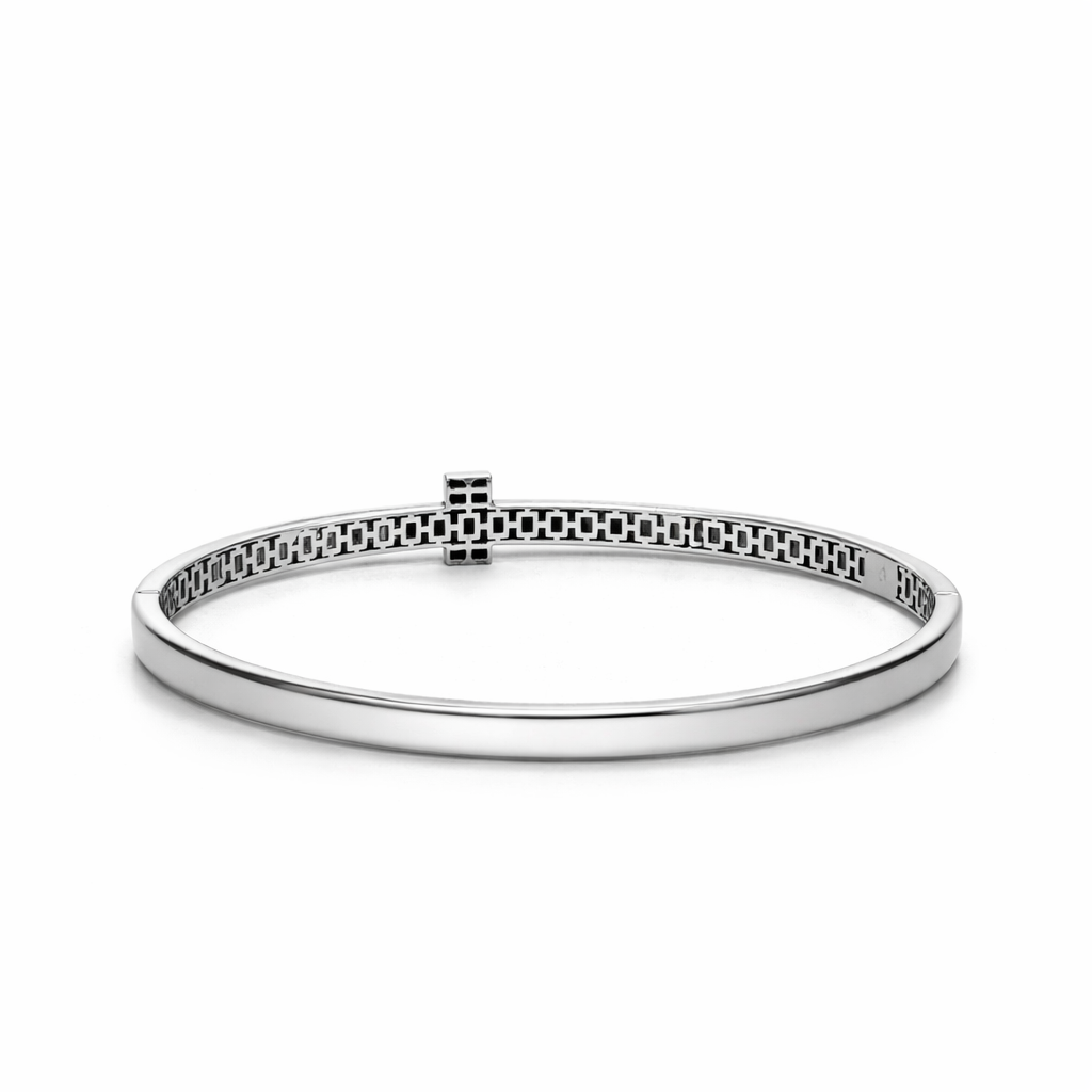 Elegance Pavé T-Bar Silver Bangle