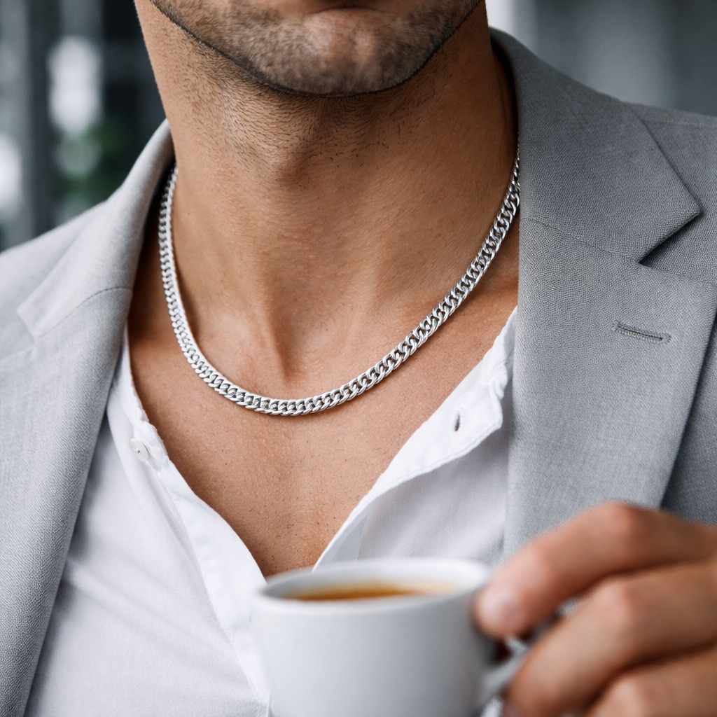 Men's Classic Silver Curb Link Chain