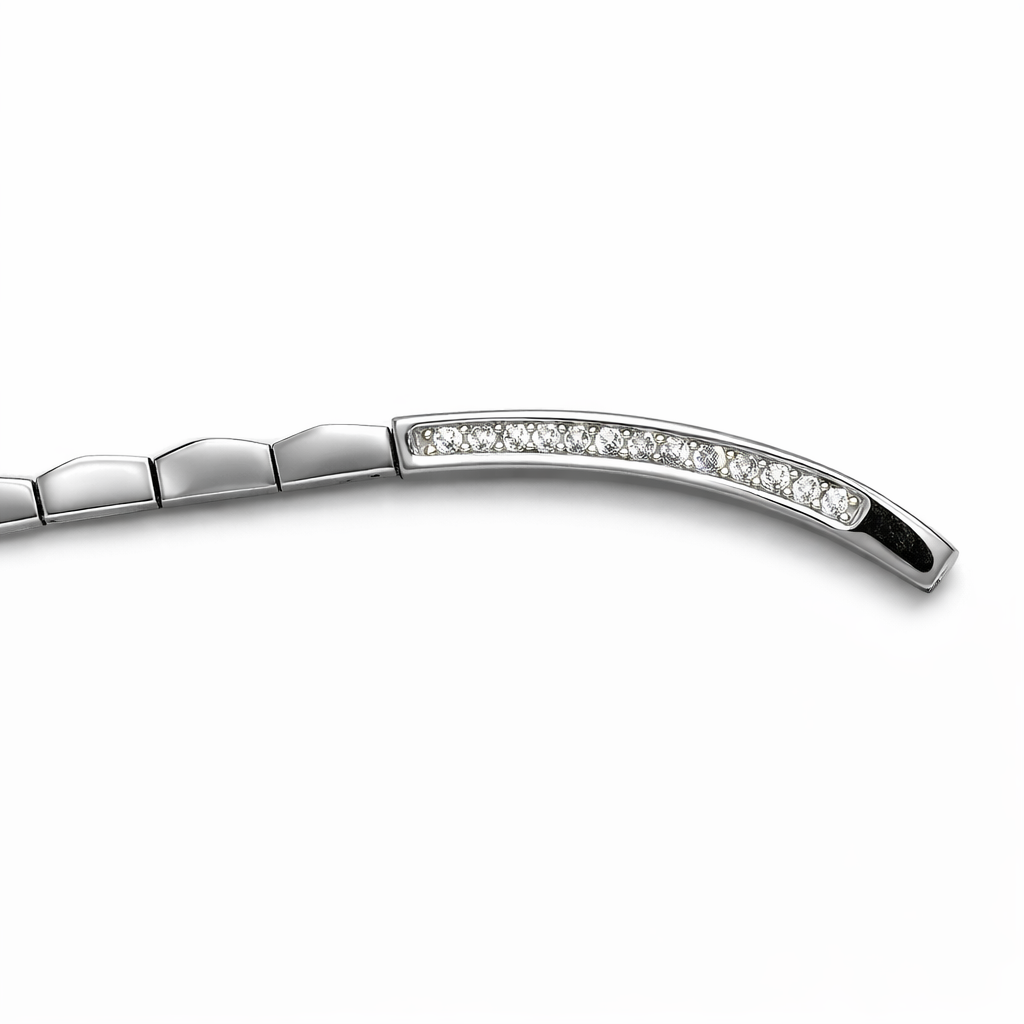 Pavé Bar Silver Link Bracelet