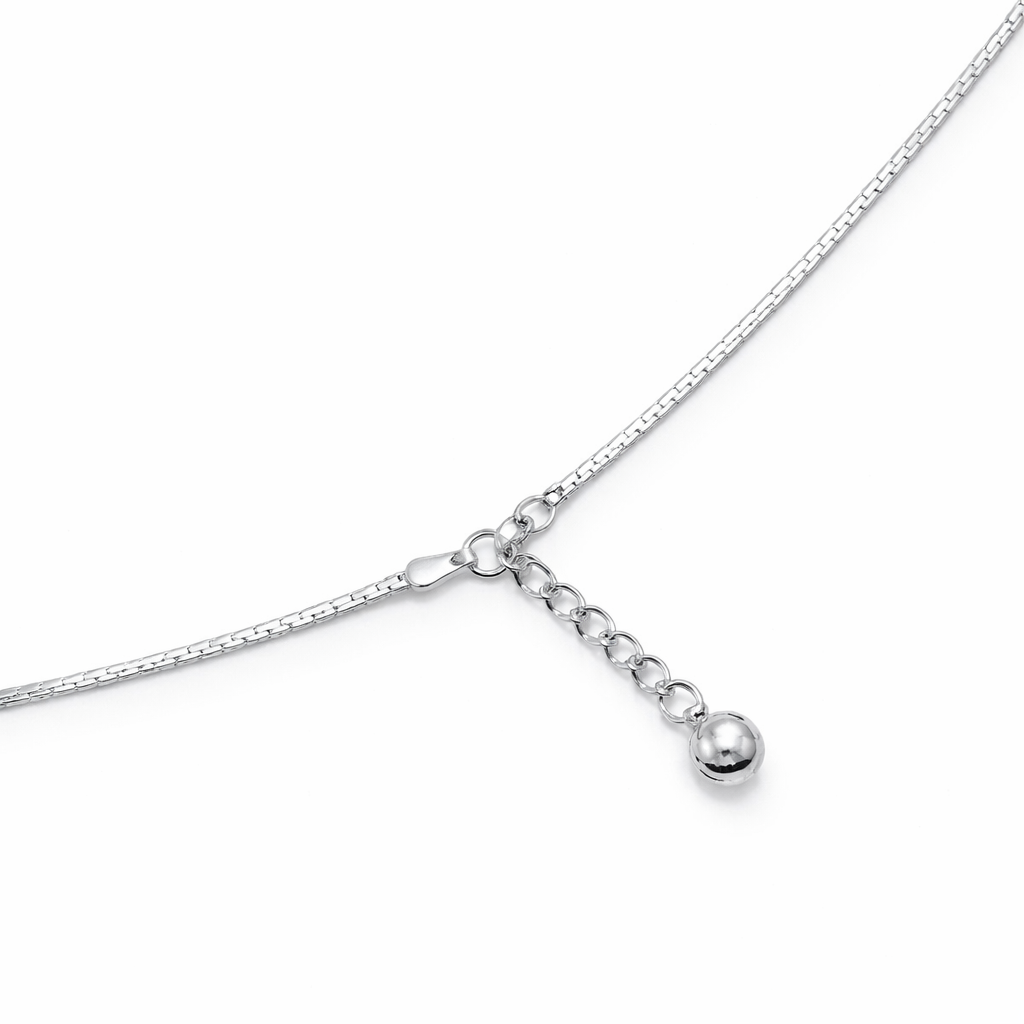 Elegant Silver Box Chain Anklet with Bead Dangle