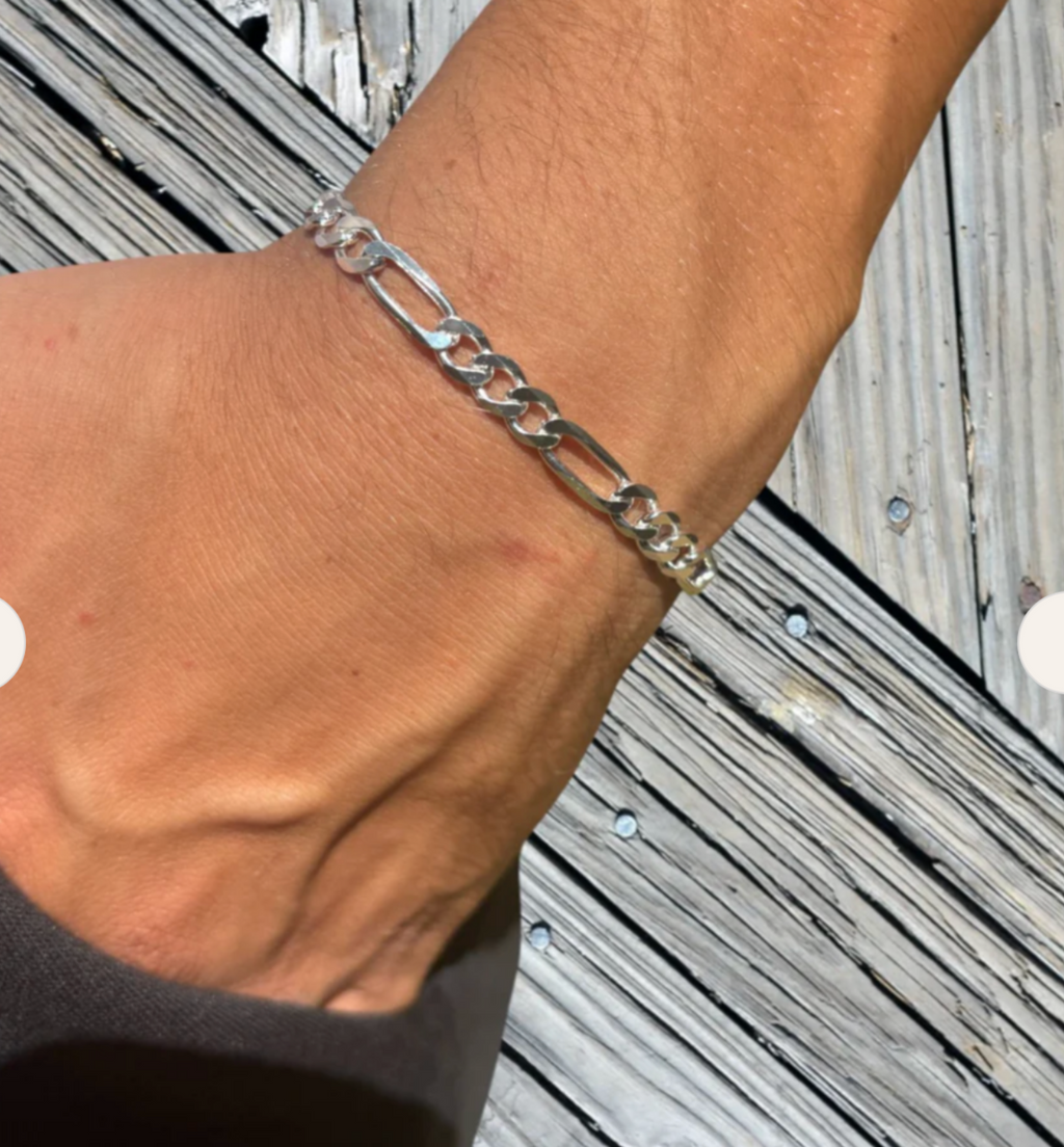Silver Figaro Link Bracelet