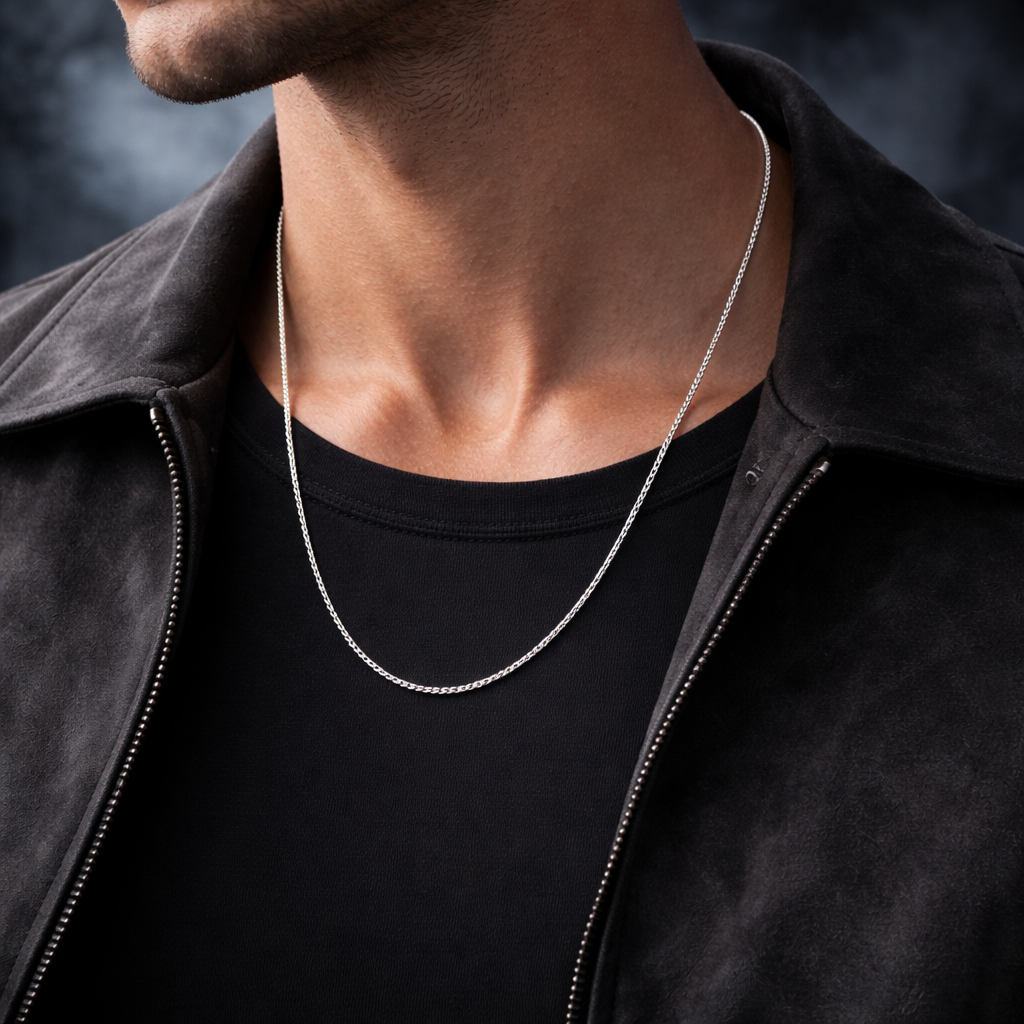 Essential Silver Spiga Wheat Chain Necklace