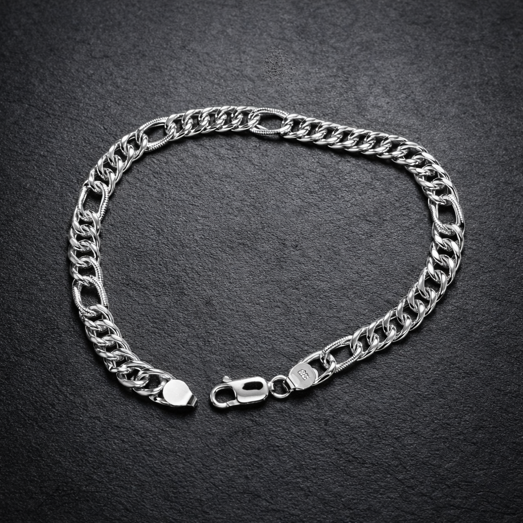 Men's Classic Figaro Link Silver Bracelet