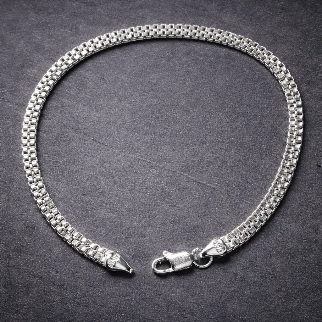 Men's Silver Double Box Link Bracelet