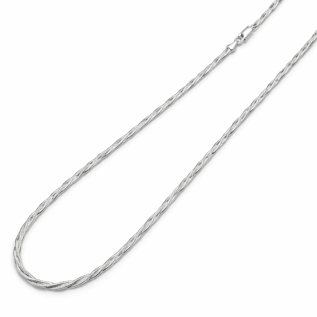 Men's Braided Silver Chain Necklace