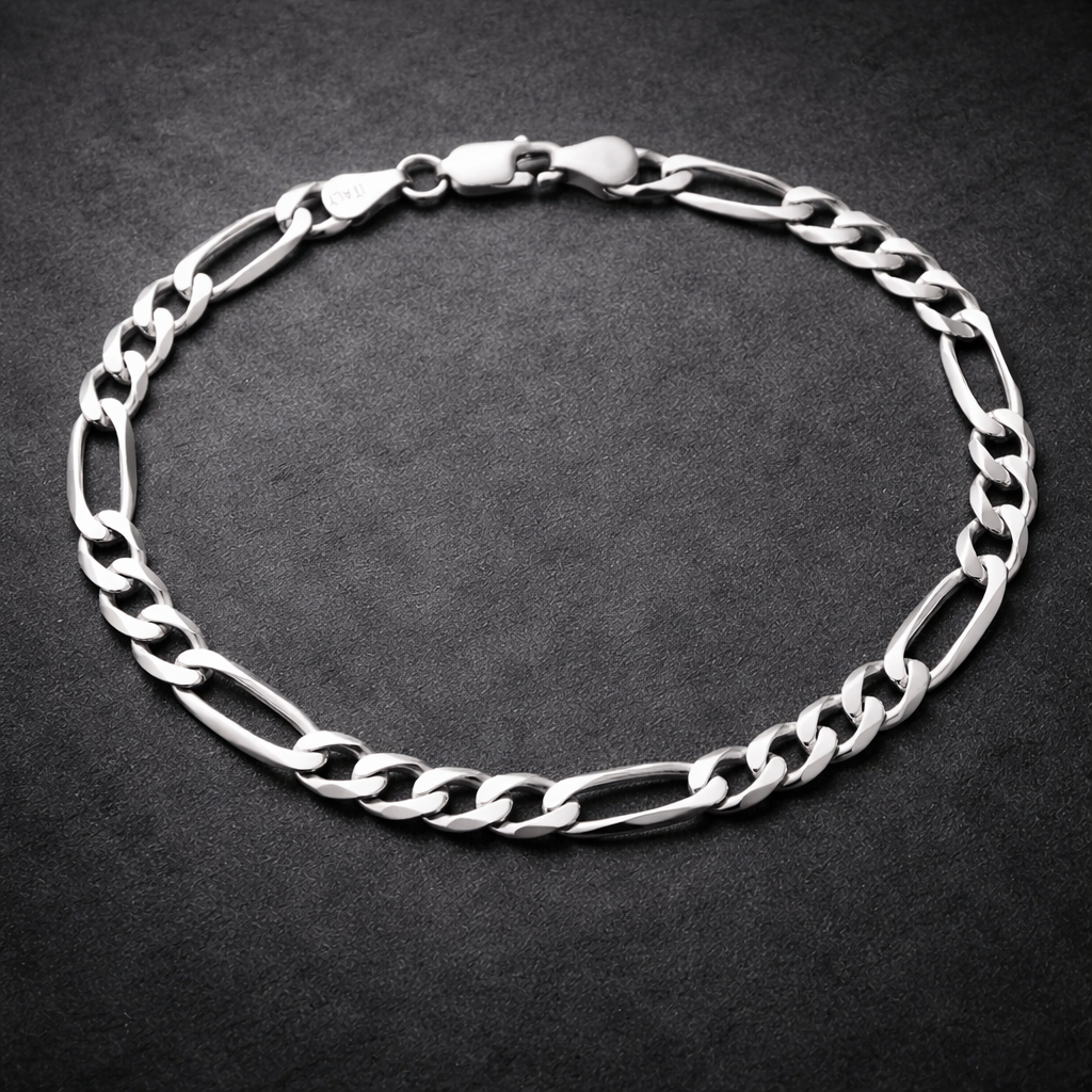 Silver Figaro Link Bracelet