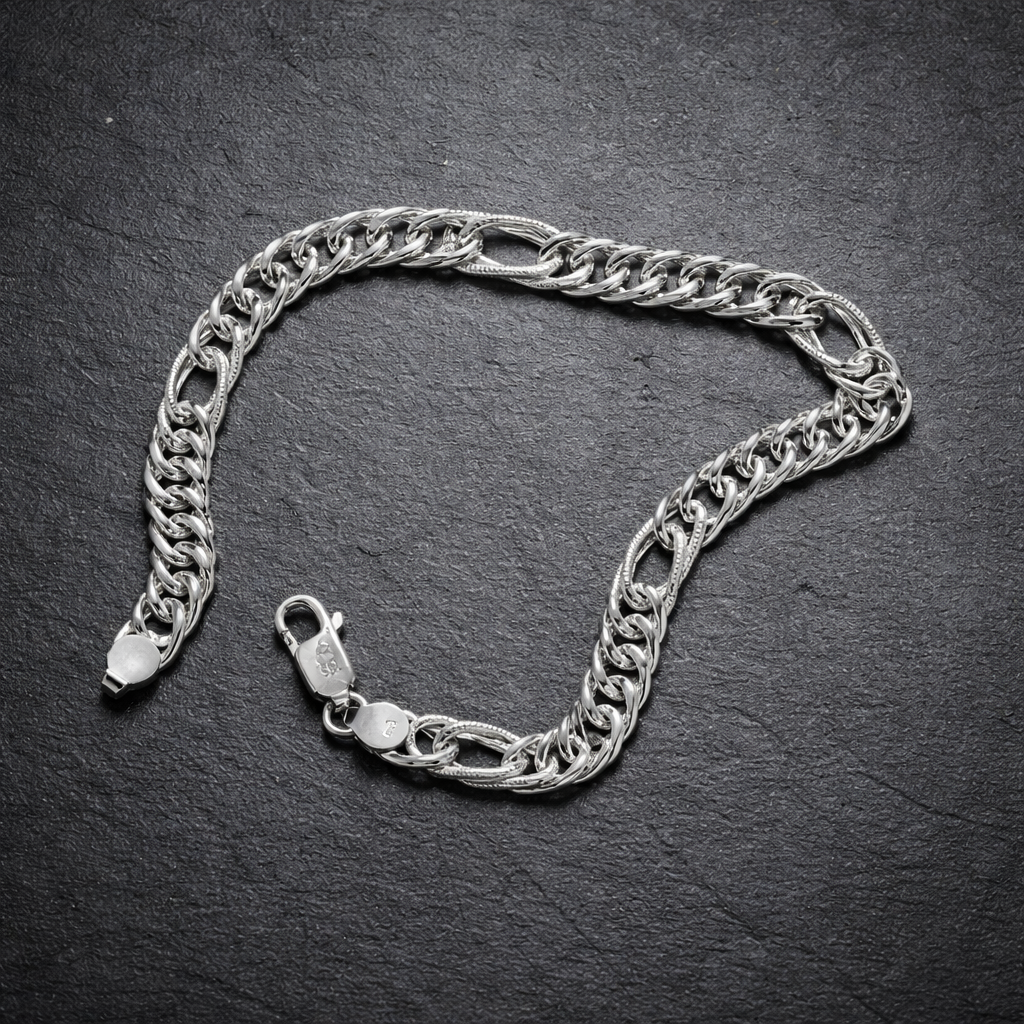 Men's Classic Figaro Link Silver Bracelet