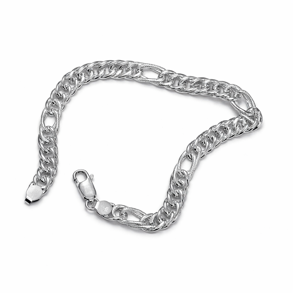 Men's Classic Figaro Link Silver Bracelet