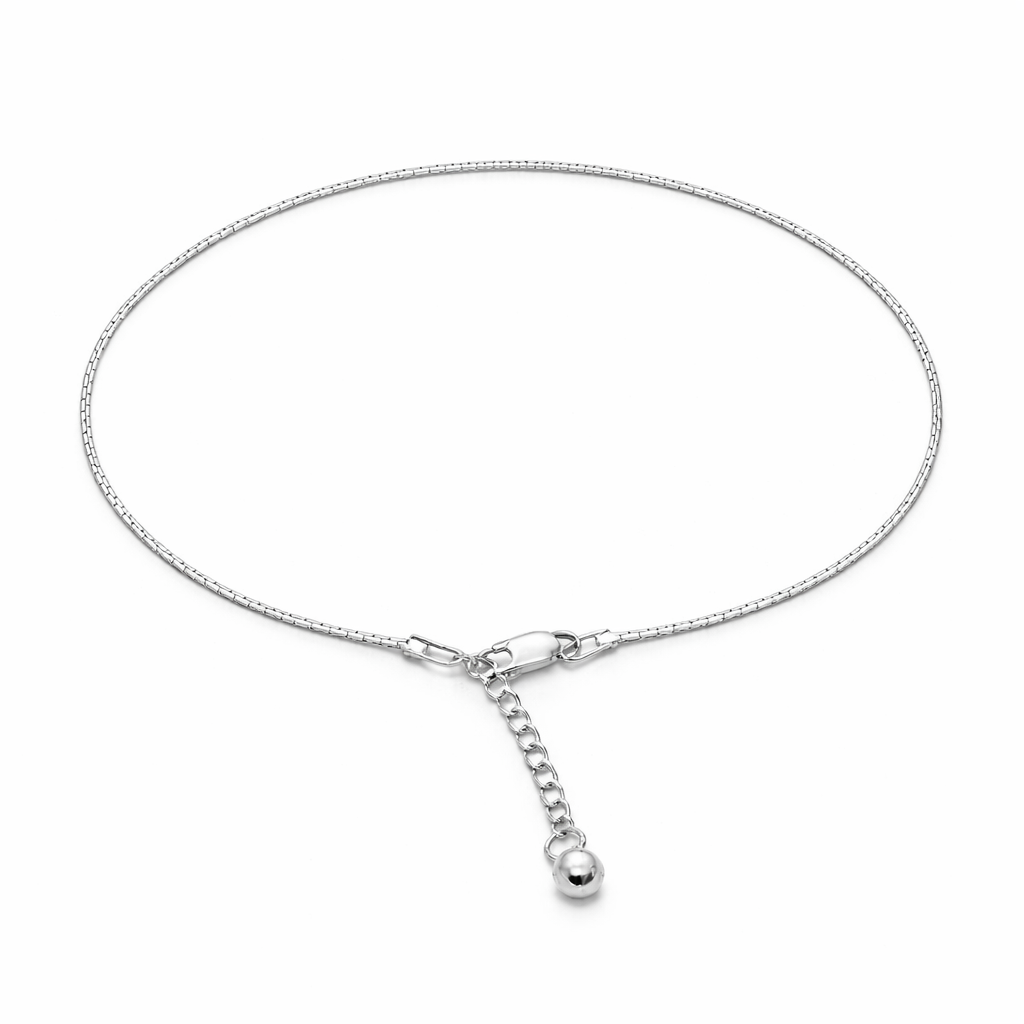 Elegant Silver Box Chain Anklet with Bead Dangle