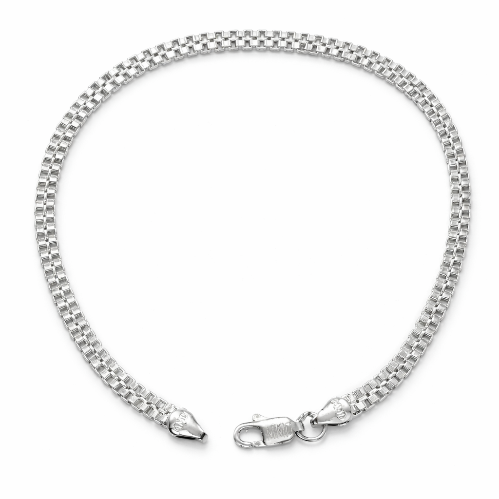 Men's Silver Double Box Link Bracelet