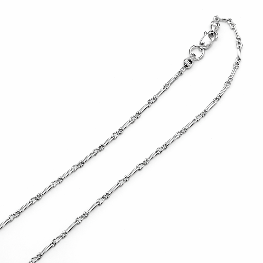 Silver Elongated Bar Link Chain