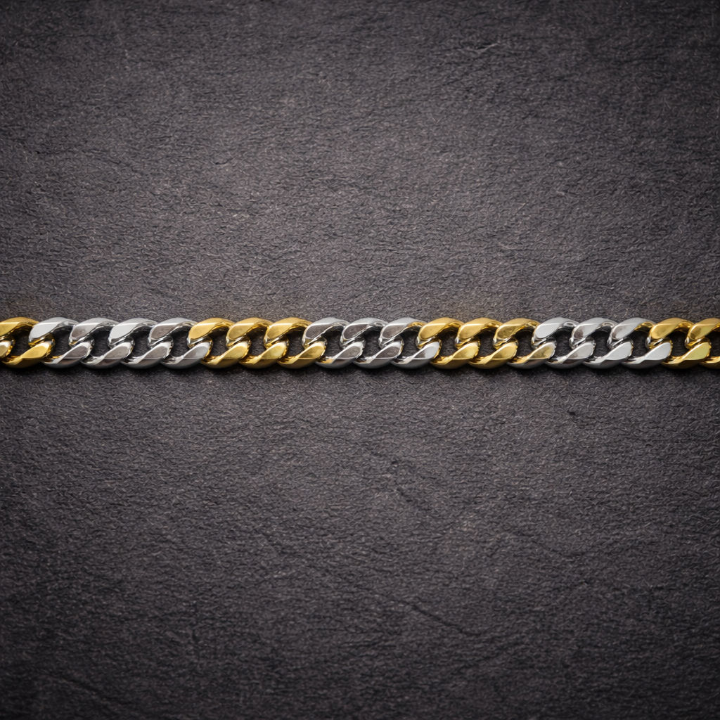 Two-Tone Silver Curb Link Bracelet
